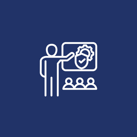 Man presenting to audience (icon)